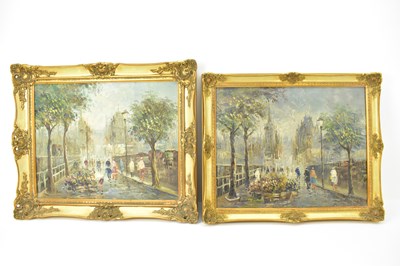 Lot 593 - PIERRE (French); two oils on canvas depicting...