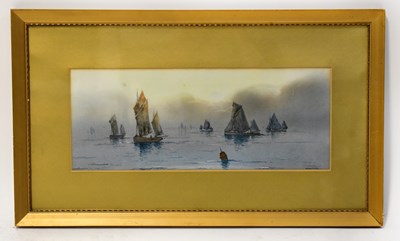 Lot 421 - H. DOUGLAS; watercolour, sailing vessels on...