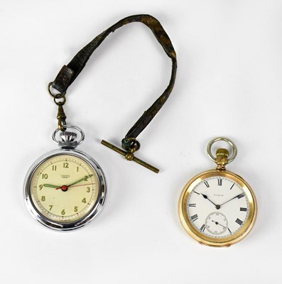 Lot 980 - ELGIN; a gold-plated open face pocket watch,...