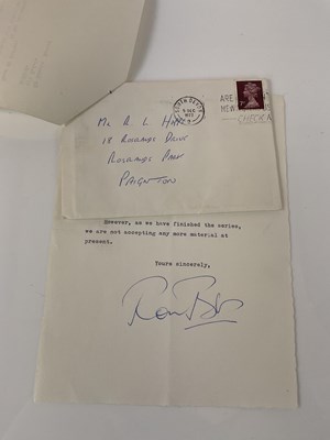 Lot 55 - A letter and correspondance from Ronnie Barker;...