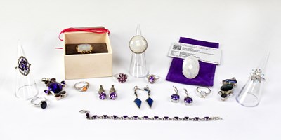 Lot 948 - A group of silver and white metal gemstone...