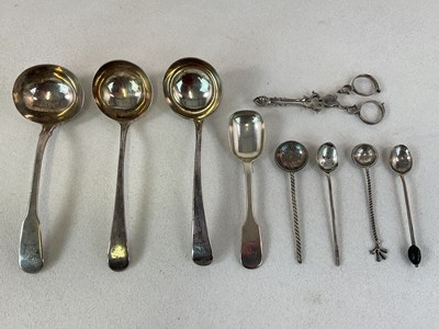 Lot 518 - A group of silver flatware comprising three...