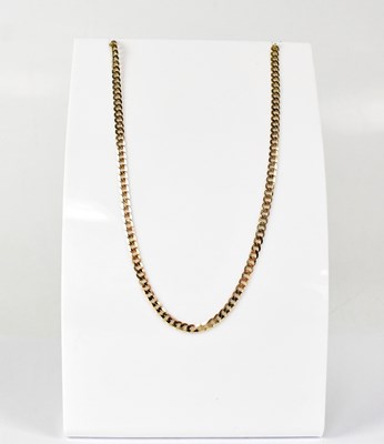 Lot 904 - A 9ct yellow gold flat curb link necklace,...