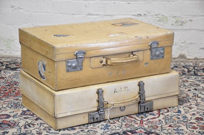 Lot 1302 - Two vintage vellum suitcases, including an...