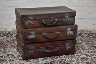 Lot 1313 - Three vintage suitcases including a leather...