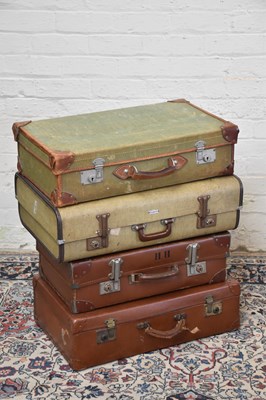 Lot 1307 - Four vintage suitcases including a green...