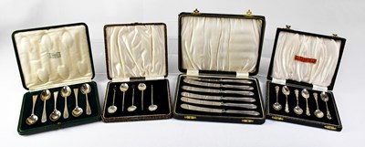 Lot 743 - Four cased sets and partial sets of silver...