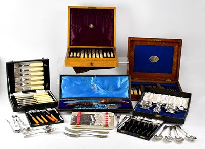 Lot 678 - A quantity of cased silver-plated cutlery,...