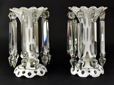 Lot 305 - A pair of Victorian opaque white and clear...