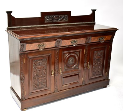 Lot 68 - A Victorian mahogany sideboard, the raised...