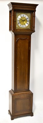 Lot 167 - A modern oak longcase clock of small...