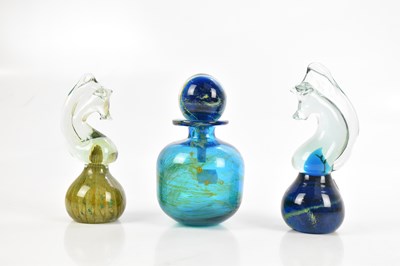 Lot 609 - Two Mdina glass horse head paperweights and a...