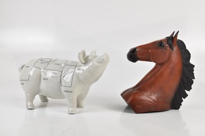 Lot 482 - A ceramic figure of a pig, height 20cm, and a...