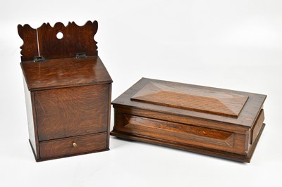 Lot 1242 - A 19th century oak candle box, height 34cm,...