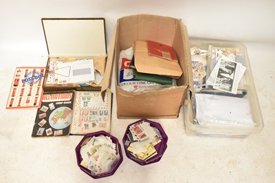 Lot 847 - World (incl. GB & Commonwealth) - mixed accumulation of stamps in schoolboy albums and loose on & off paper in box and crate..