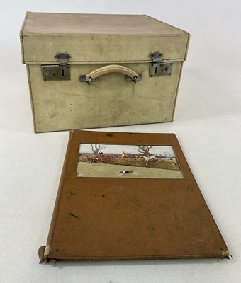 Lot 73 - A vellum dressing case with green moire lining,...