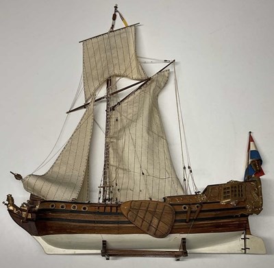 Lot 216 - A model of a Dutch galleon, hand built from...