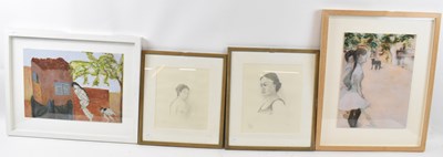 Lot 177C - ISOBEL MACLEOD; pastel drawing, a woman...