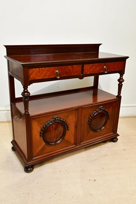 Lot 153 - A Victorian mahogany buffet, with raised back...