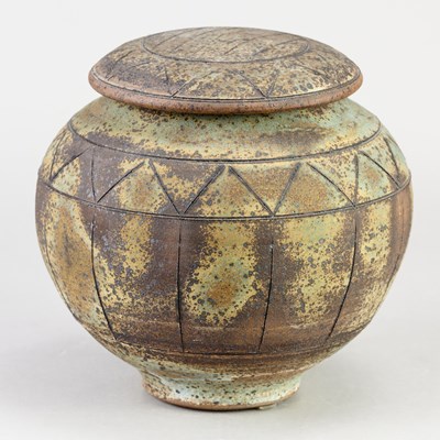 Lot 121 - CHRIS BRAMBLE; a stoneware jar and cover...