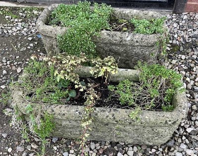 Lot 754 - A pair of concrete planters, 28 x 70 x 25cm,...