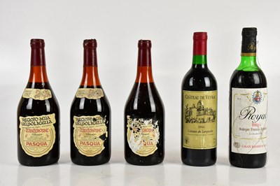 Lot 779 - RED WINE; five bottles of mixed red wine...