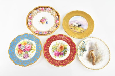 Lot 584 - CAULDON; five hand painted cabinet plates,...