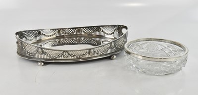 Lot 22 - A large silver plated gallery tray of oval...