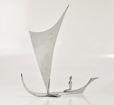 Lot 132 - HAGENAUER; a 1950s chrome sculpture 'Boat',...