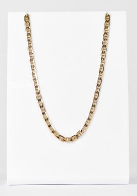 Lot 907 - A 9ct yellow gold chain link necklace, length...