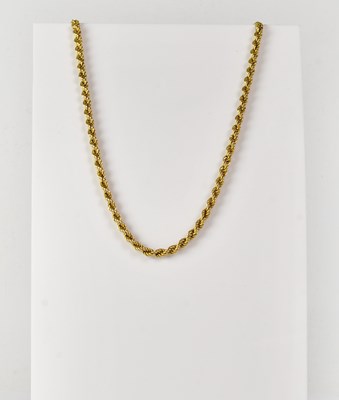 Lot 905 - A 9ct yellow gold ropetwist necklace, length...