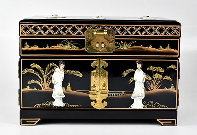 Lot 269 - A Chinese jewellery box/casket, black lacquer...