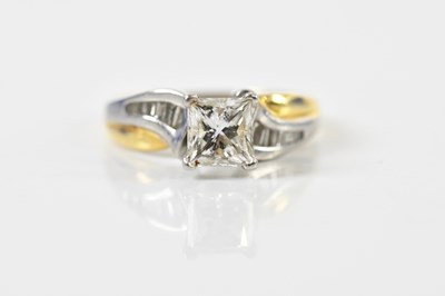 Lot 1280 - An 18ct yellow gold diamond solitaire ring,...