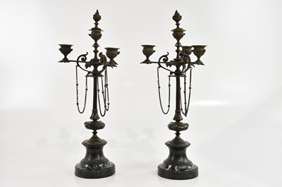 Lot 1380 - A pair of Victorian style bronze four branch...