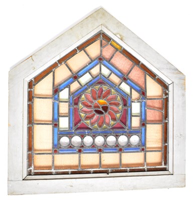 Lot 138 - Five leaded and stained glass window panels...