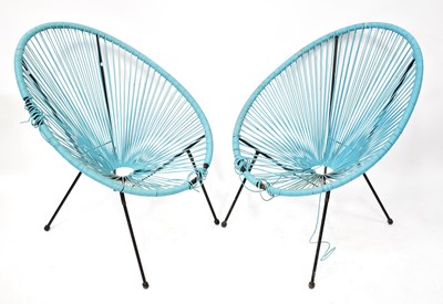 Lot 13 - A pair of retro blue Sputnik-style chairs (2).