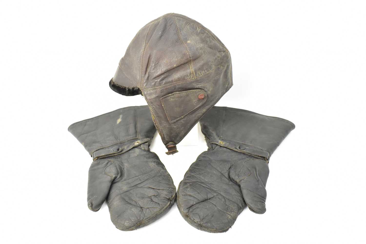 Lot 407 - A pair of vintage 1920s motorcycling leather...