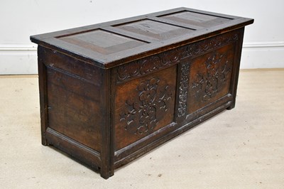 Lot 246 - An 18th century and later oak coffer, with...