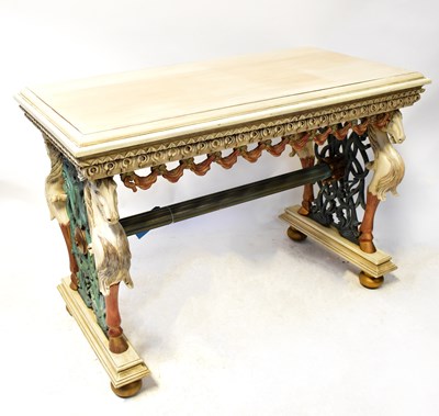 Lot 50 - A Victorian-style carved and painted console...