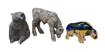 Lot 596 - MURANO; an art glass figure of a bear, with...