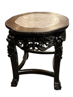 Lot 37 - A Chinese hardwood table, with flower shaped...