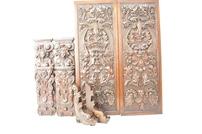 Lot 351 - Two 17th century style carved oak panels, both...