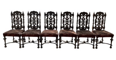 Lot 7 - A set of six Victorian carved oak dining...