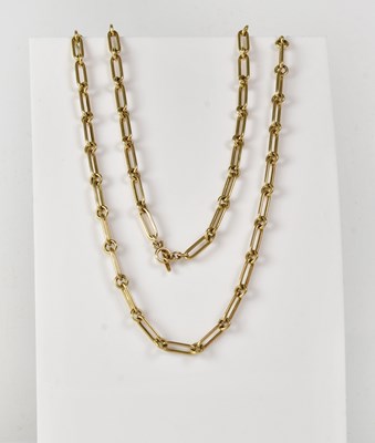 Lot 903 - A 9ct yellow gold fetter link chain, length...