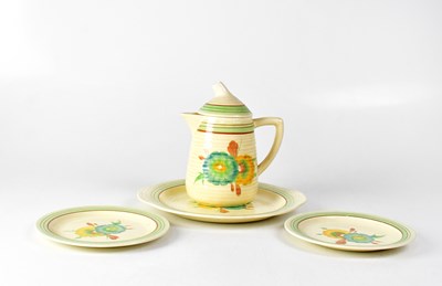 Lot 211 - CLARICE CLIFF; four pieces of 'Honey Dew'...