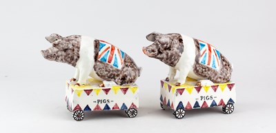 Lot 267 - DAVID CLEVERLY; 'Patriotic Pigs', a pair of...