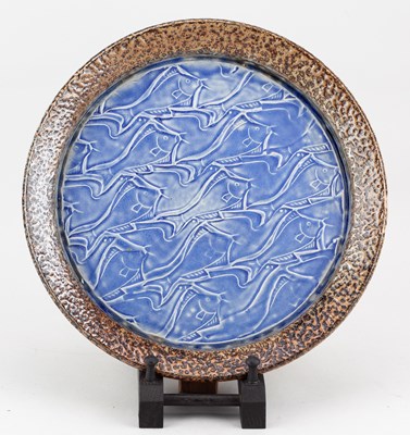 Lot 266 - DANIEL BOYLE; a salt glazed dish decorated...