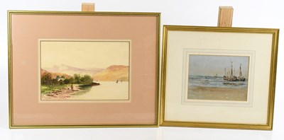 Lot 359 - GH PETTITT; watercolour, lake and mountainous...