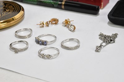 Lot 1569 - A collection of ten modern gem set costume and...