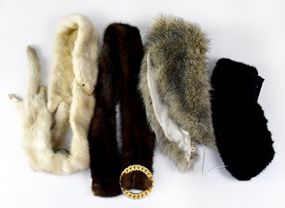 Lot 392 - Two fur stoles, a fur belt and a faux fur...